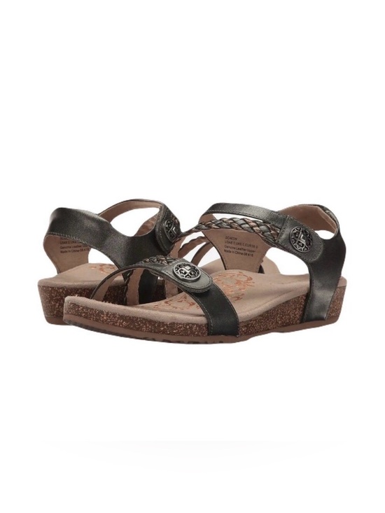 Aetrex Shoes - NEW Aetrex Jillian Womens Size 5 Gunmetal Leather Arch Support Comfort Sandals
